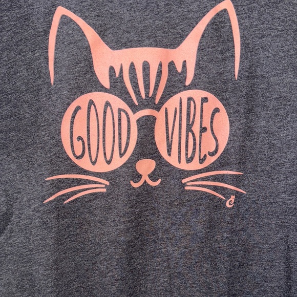 Good Vibes Cat Lady  Graphic T-Shirt - Black and Rose Pink - Picture 3 of 4